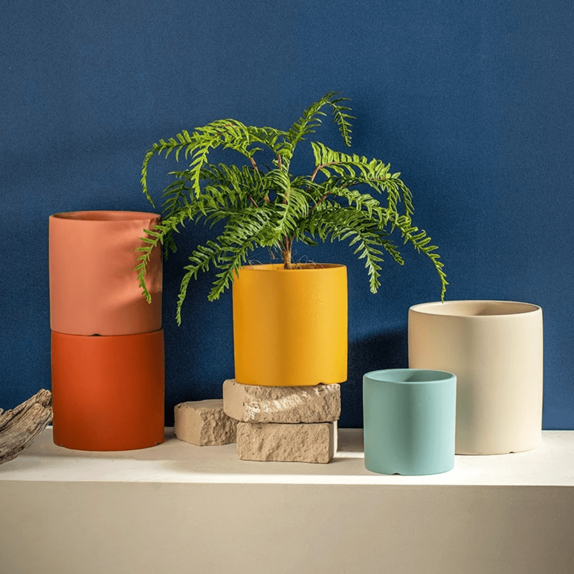 Ceramic Plant Pot with Drainage Hole and Saucer