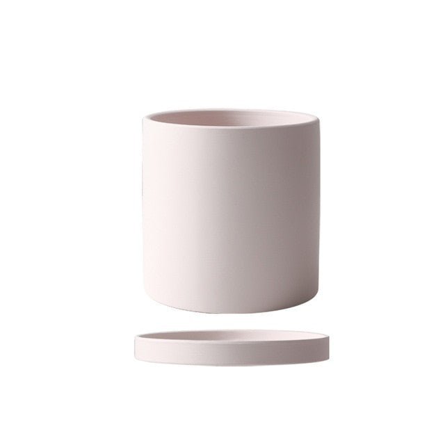 Ceramic Plant Pot with Drainage Hole and Saucer