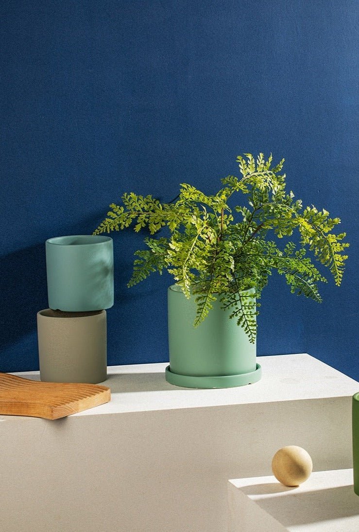 Ceramic Plant Pot with Drainage Hole and Saucer