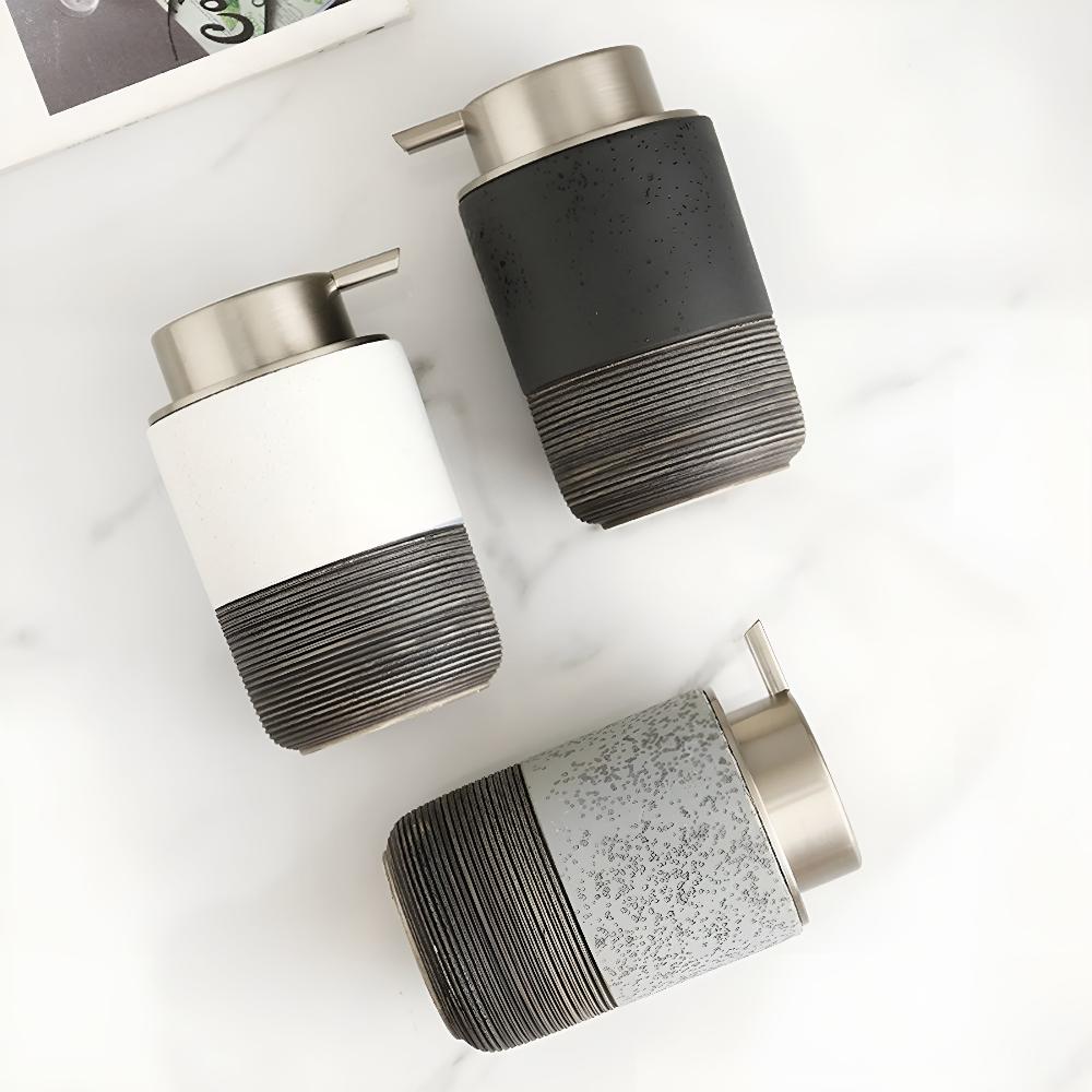 Textured Stoneware Soap Dispenser 300ml
