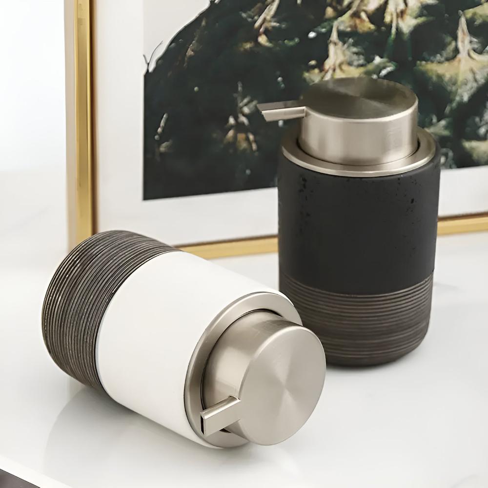 Textured Stoneware Soap Dispenser 300ml