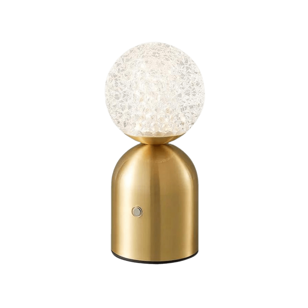 Gold Cordless Table Lamp, Sculptural Rechargeable Light