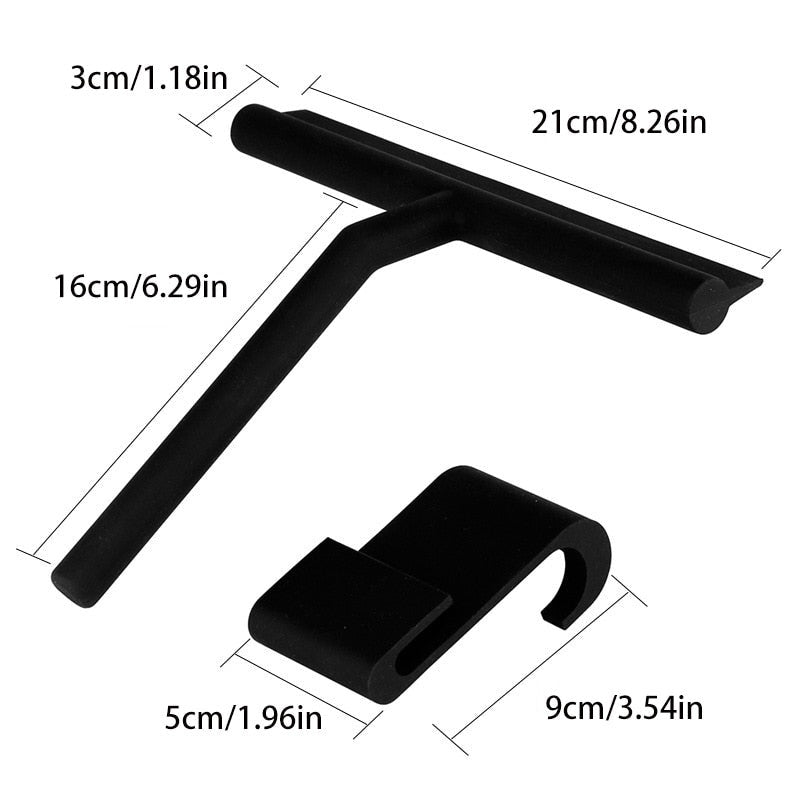Matt Black Shower Squeegee with Wall Hook