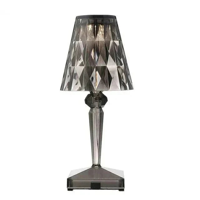 Acrylic Crystal Table Lamp, Faceted Shade