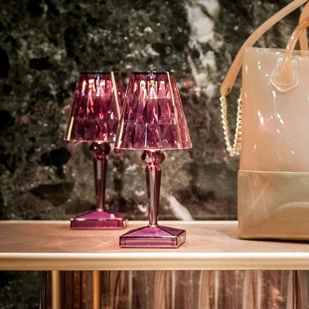 Acrylic Crystal Table Lamp, Faceted Shade