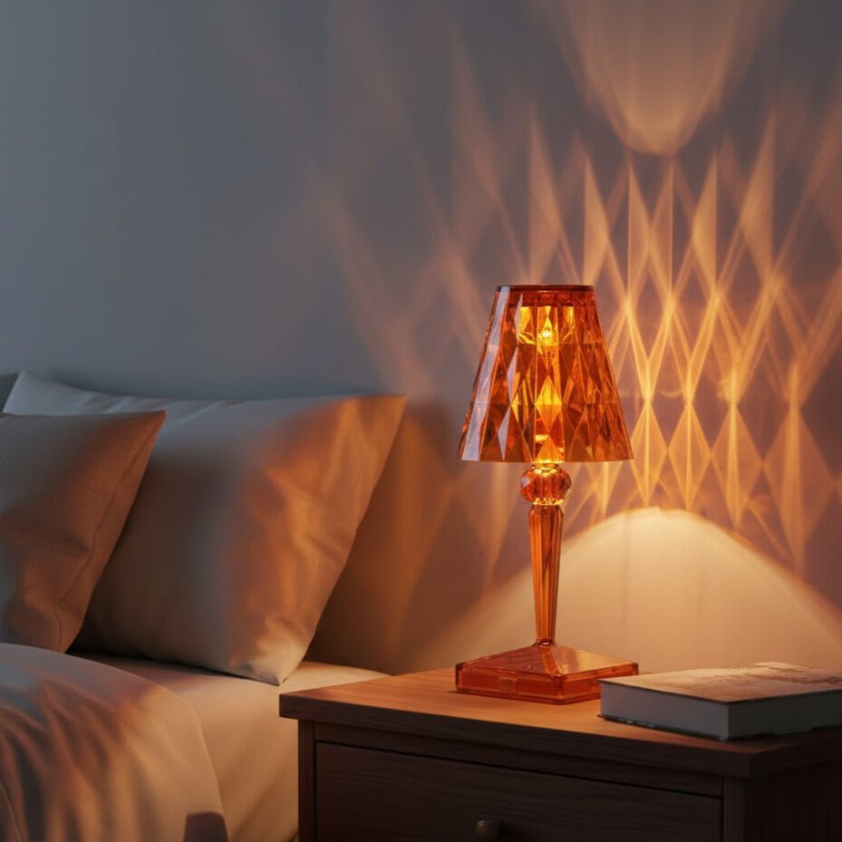 Acrylic Crystal Table Lamp, Faceted Shade