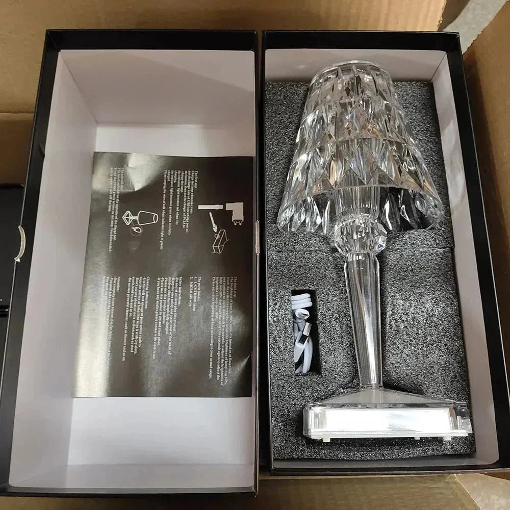Acrylic Crystal Table Lamp, Faceted Shade