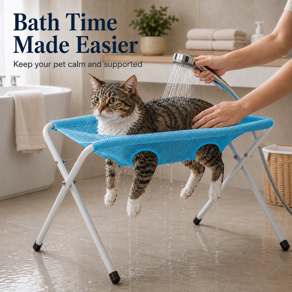 Pet Grooming Rack, Foldable Stand for Cats and Dogs