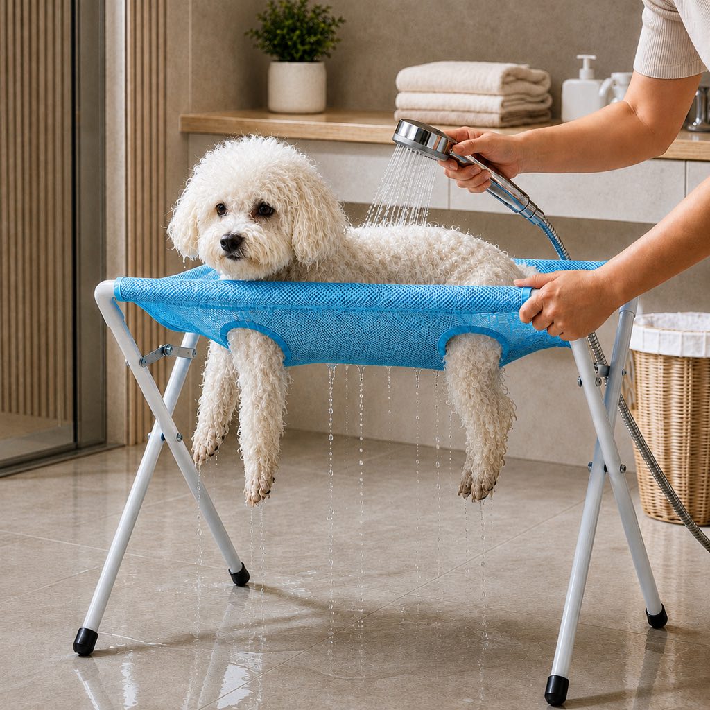 Pet Grooming Rack, Foldable Stand for Cats and Dogs
