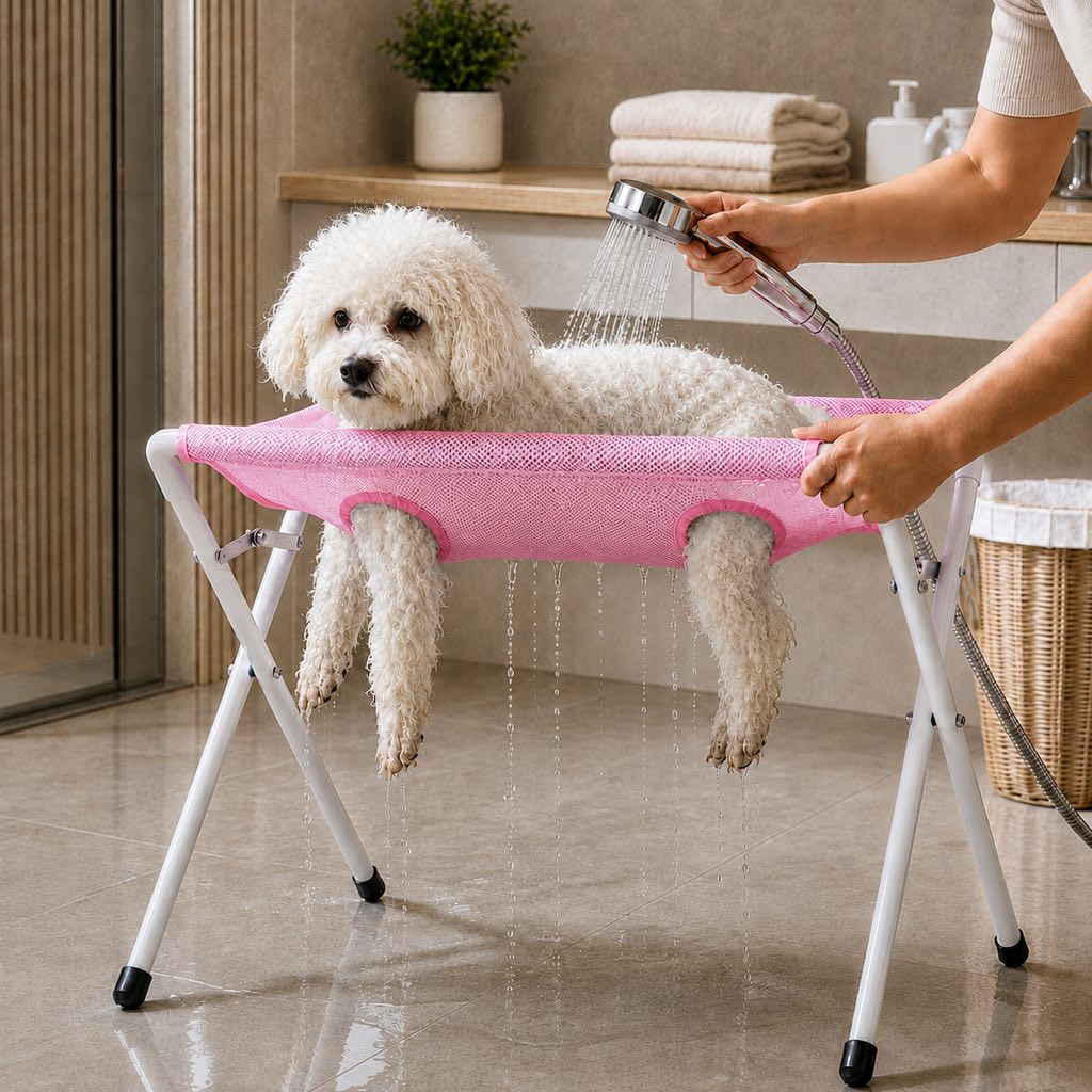 Pet Grooming Rack, Foldable Stand for Cats and Dogs