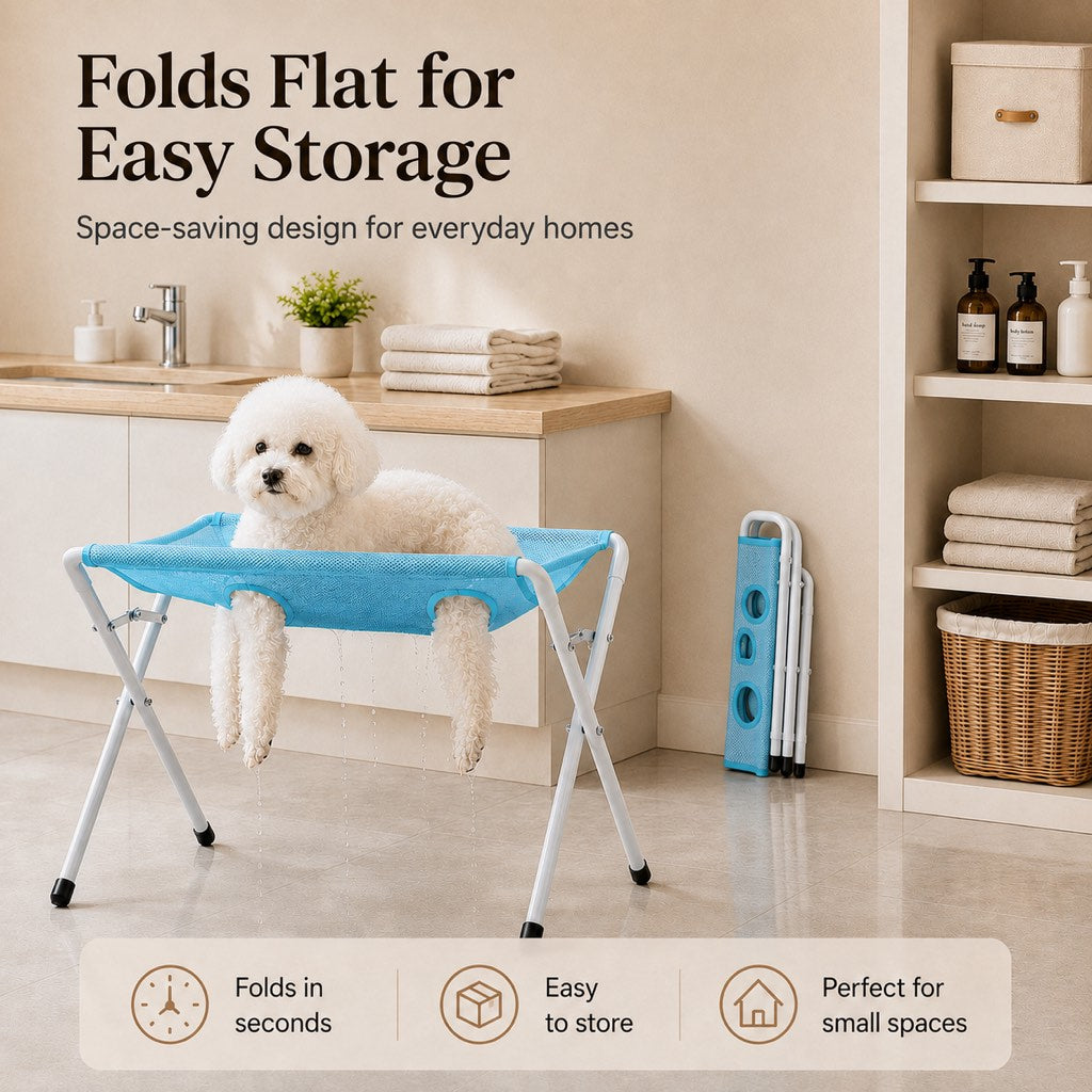 Pet Grooming Rack, Foldable Stand for Cats and Dogs