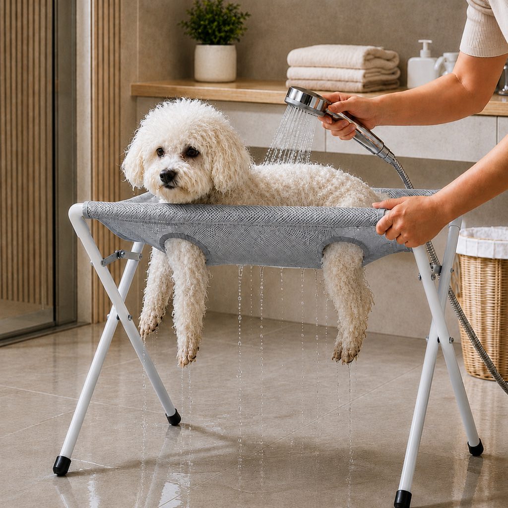 Pet Grooming Rack, Foldable Stand for Cats and Dogs