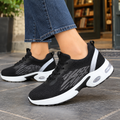 Knit sneakers women – black lace-up style with sculpted sole