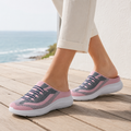 Pink mesh knit backless slip-on sneakers for women
