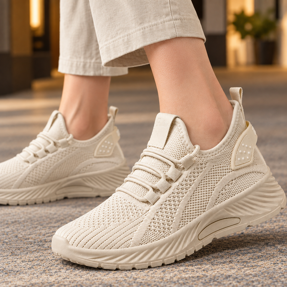Women's breathable woven platform trainers, additional view