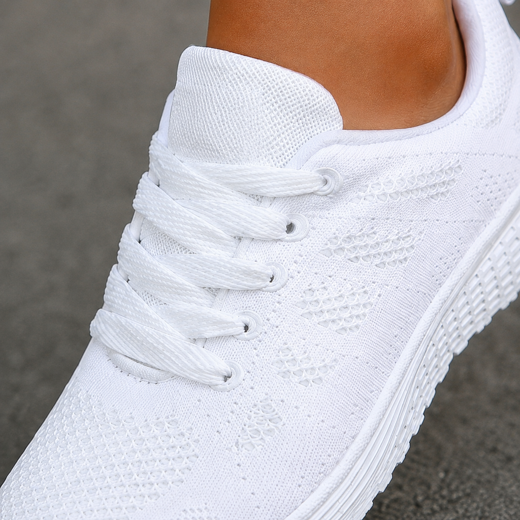 Women's knit walking trainers, lightweight lace-up style