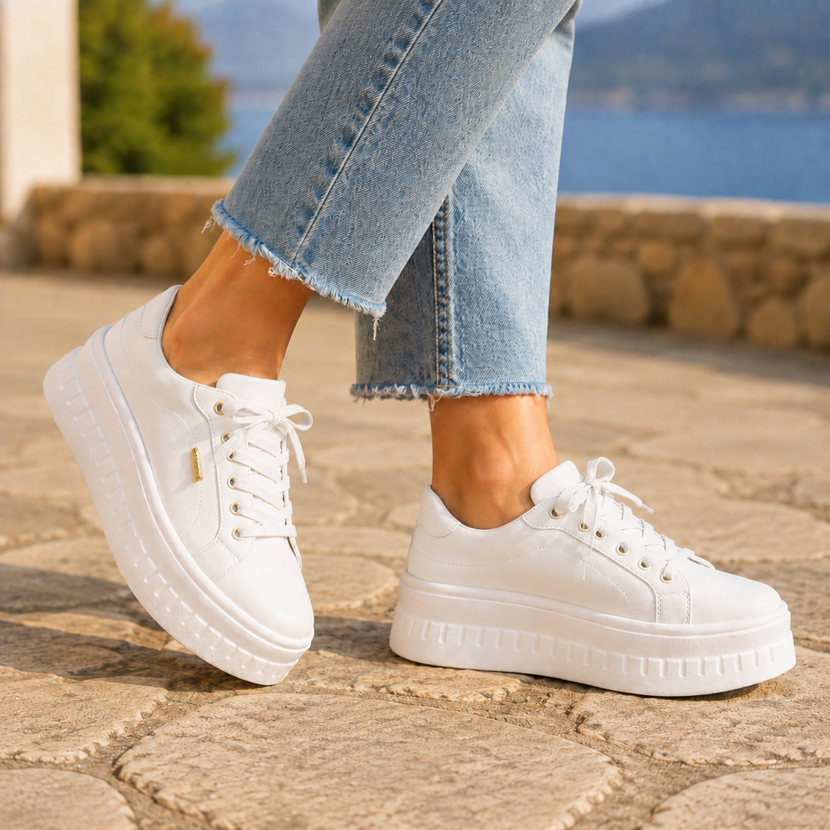 Orthopedic sneakers for women showing the practical arch-support design