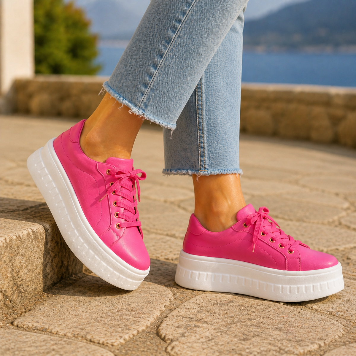 Orthopedic sneakers for women featuring a comfortable platform sole