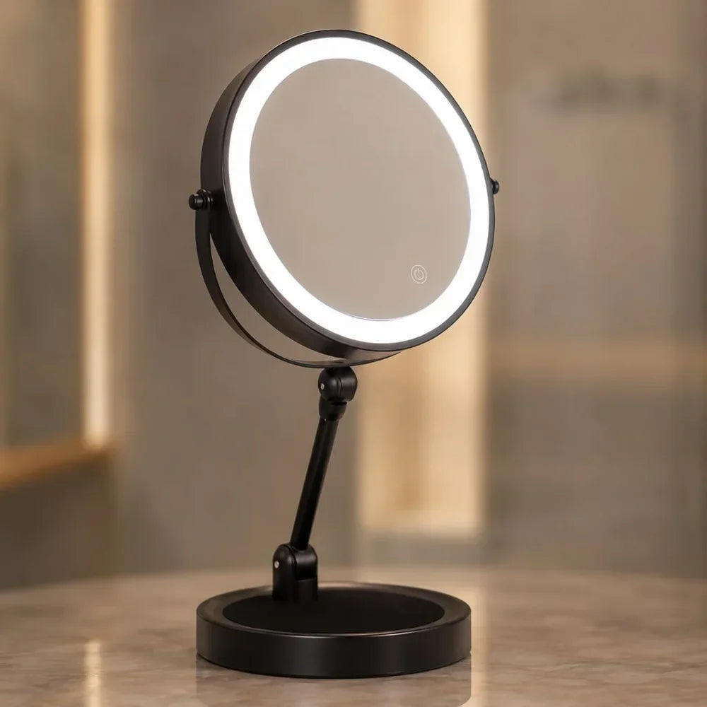Double-Sided LED Makeup Mirror with 10x Magnification