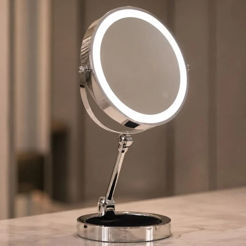Double-Sided LED Makeup Mirror with 10x Magnification