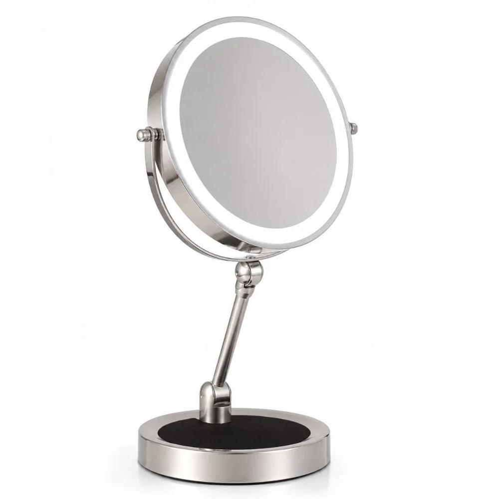 Double-Sided LED Makeup Mirror with 10x Magnification