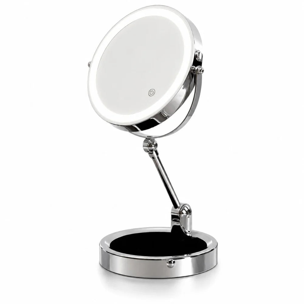 Double-Sided LED Makeup Mirror with 10x Magnification
