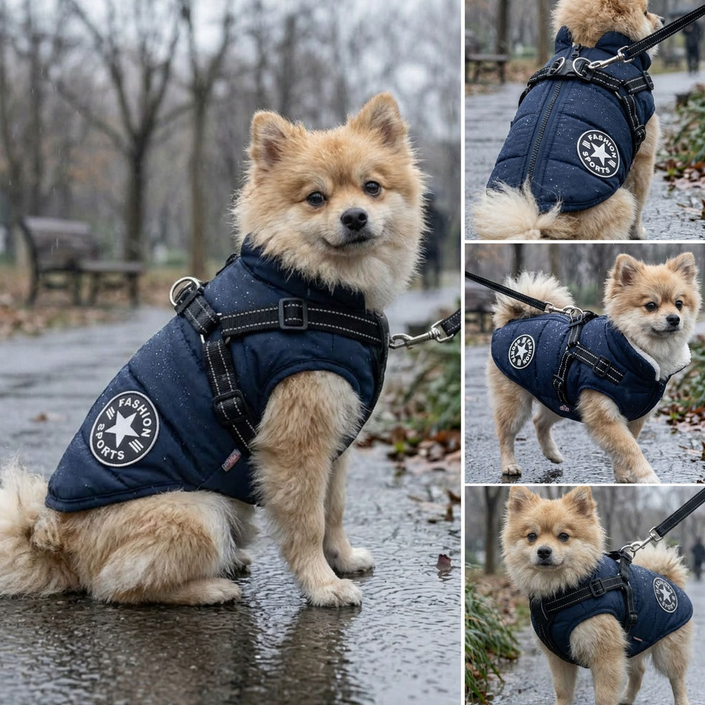PawShield Padded Winter Dog Coat with Harness