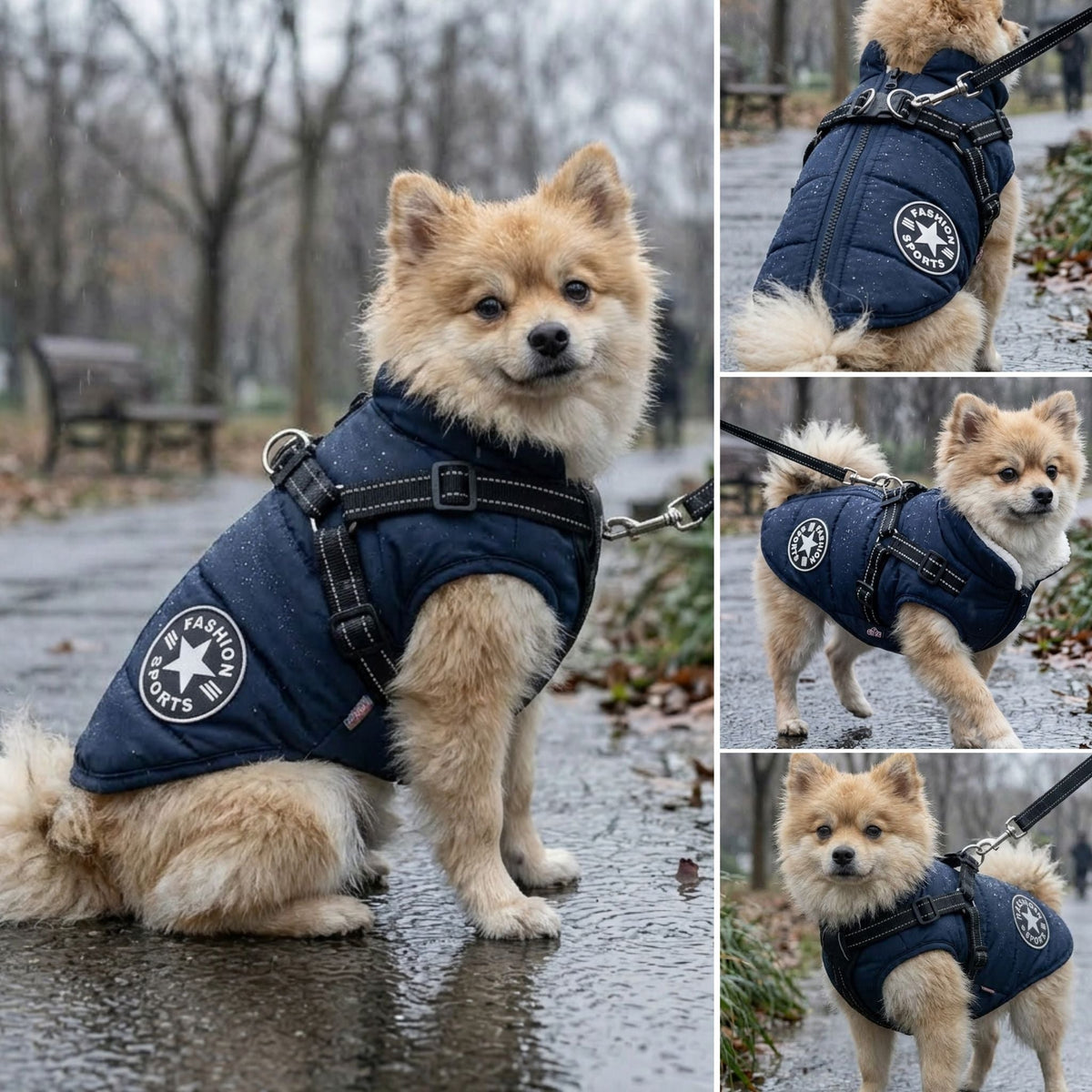 PawShield Padded Winter Dog Coat with Harness