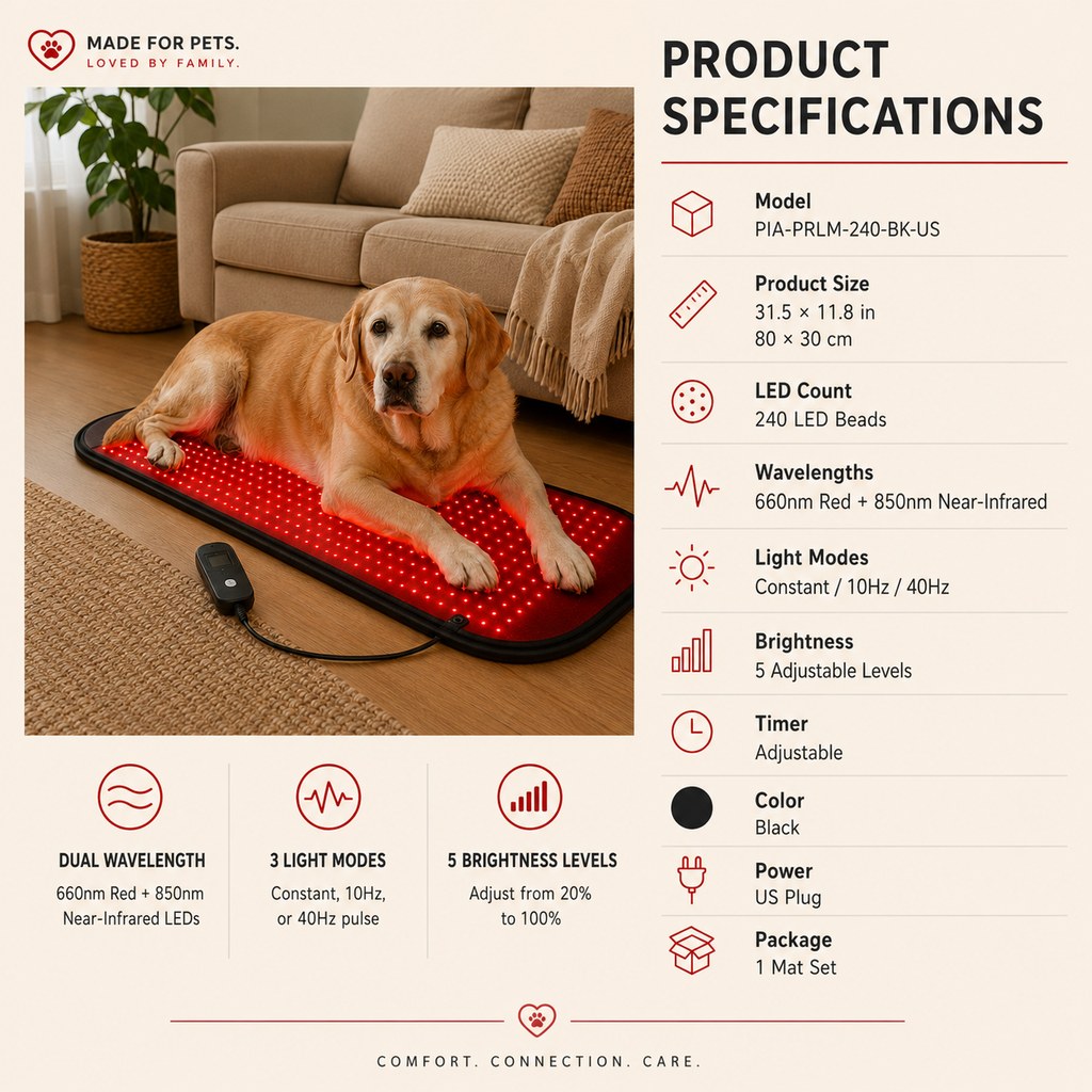 Red & Near-Infrared Light Wellness Mat for Dogs