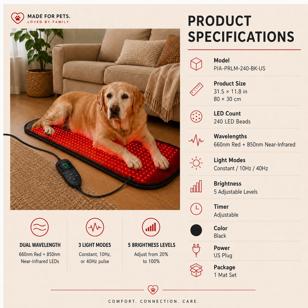 Red & Near-Infrared Light Wellness Mat for Dogs