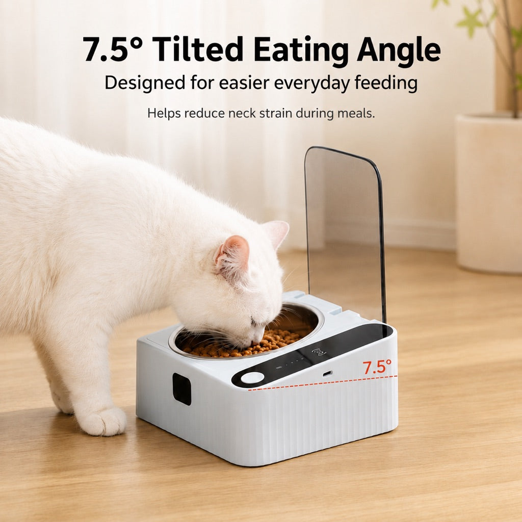 Motion Sensor Covered Cat Bowl with Auto Open Lid