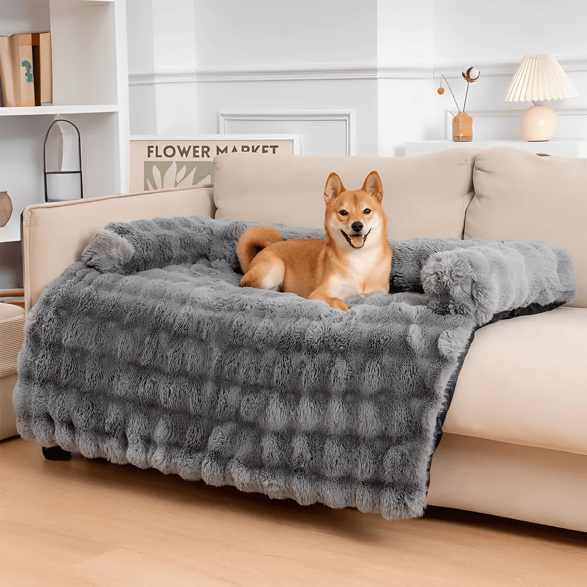 RestNest Plush Bolster Pet Bed and Sofa Protector