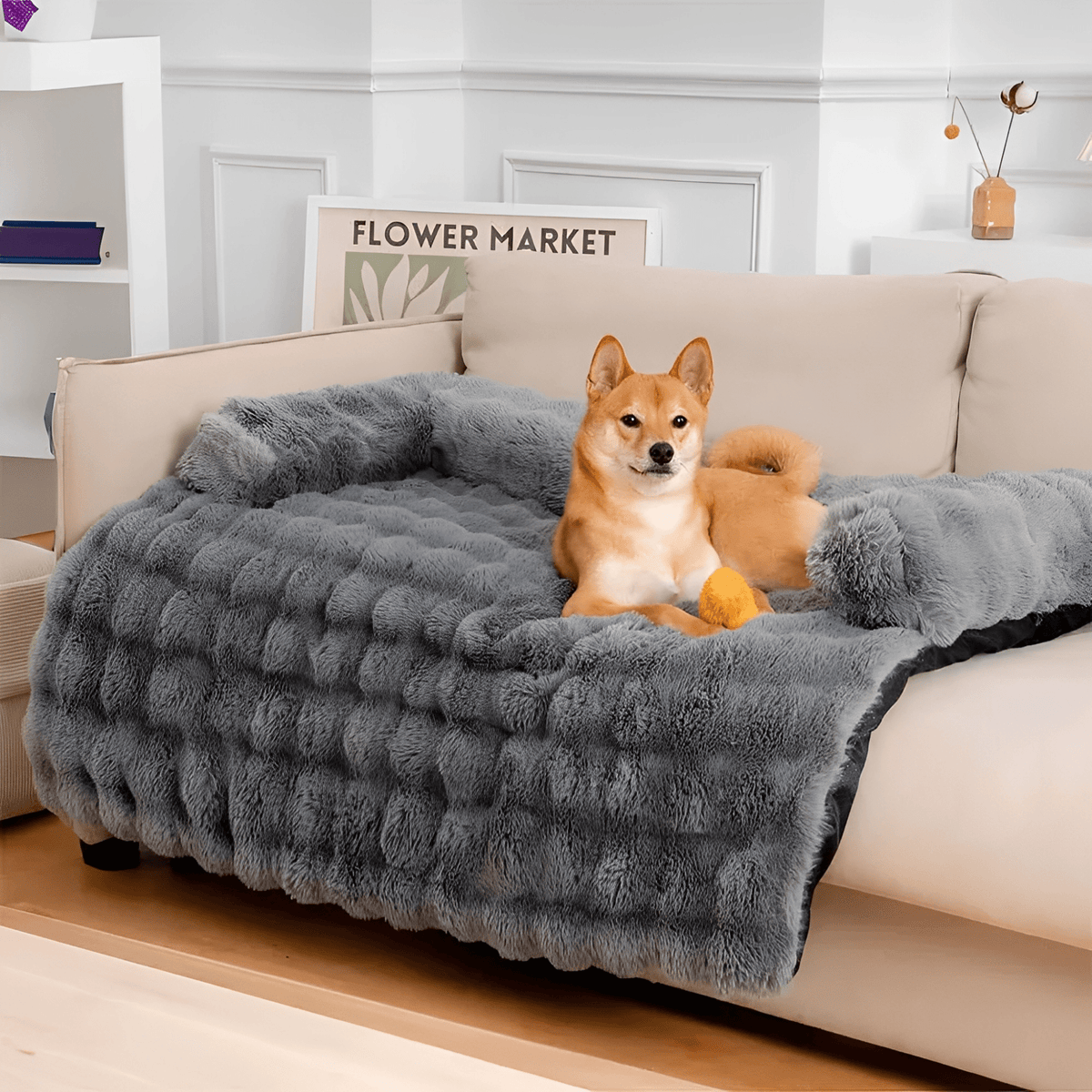 RestNest Plush Bolster Pet Bed and Sofa Protector