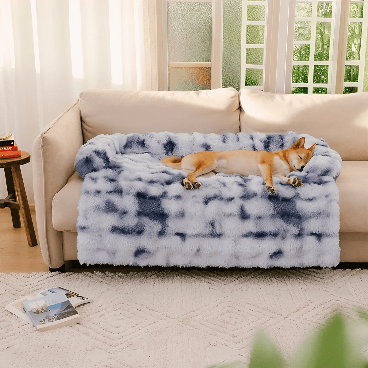 RestNest Plush Bolster Pet Bed and Sofa Protector