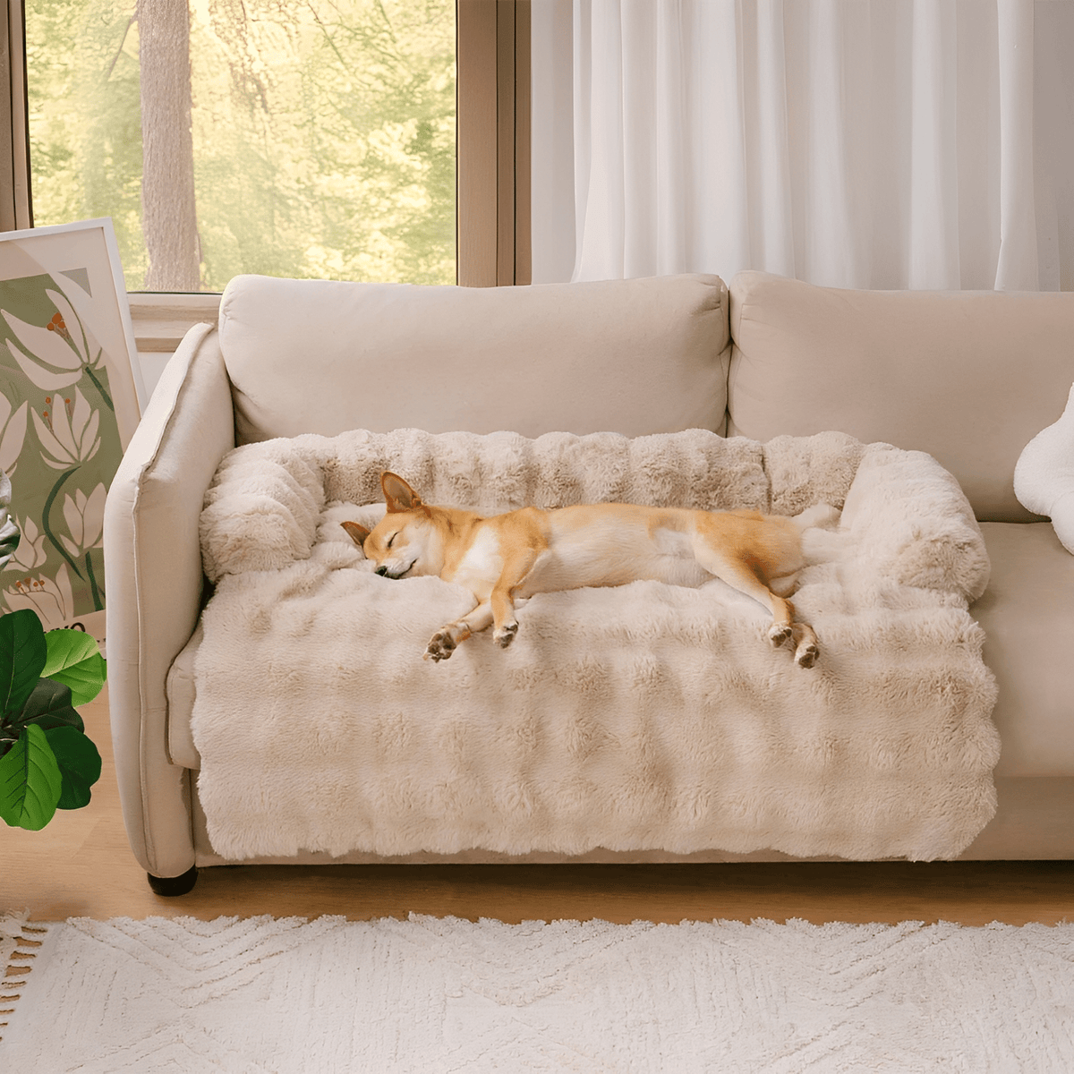 RestNest Plush Bolster Pet Bed and Sofa Protector