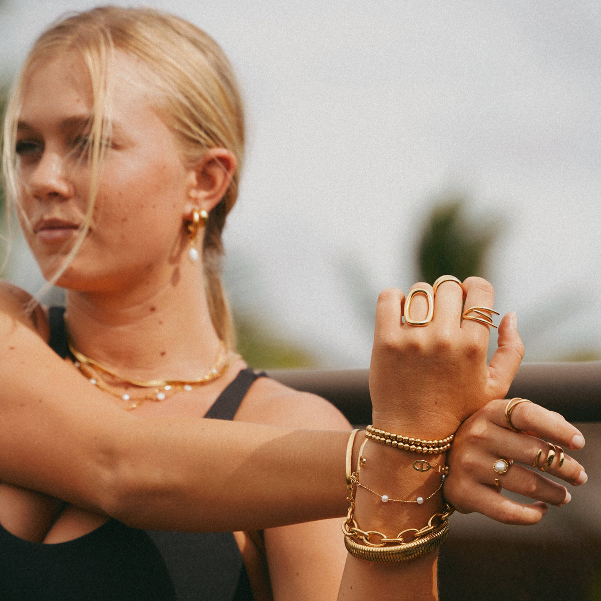 Women's Adjustable Pearl-Style Chain Bracelet