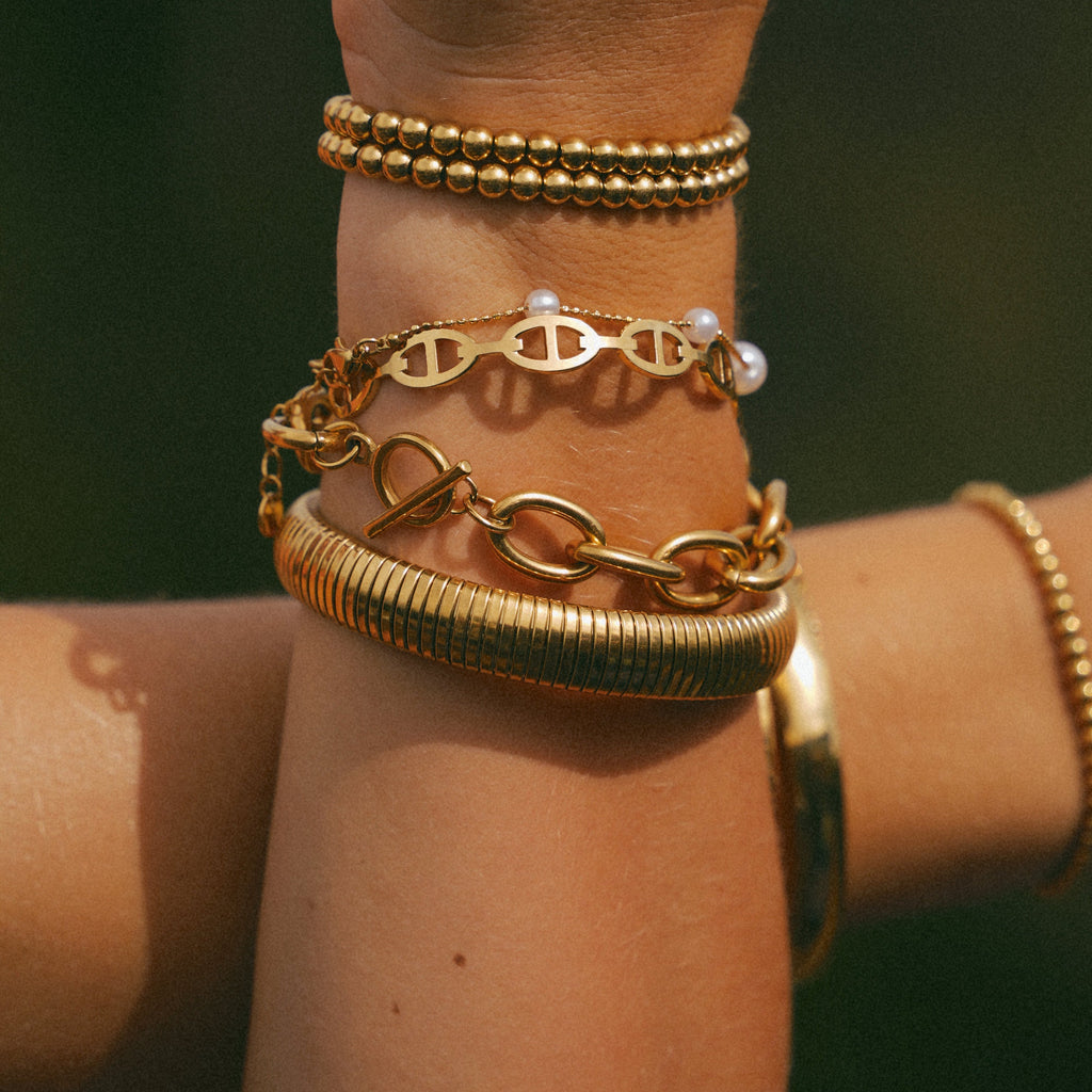 Women's Adjustable Pearl-Style Chain Bracelet