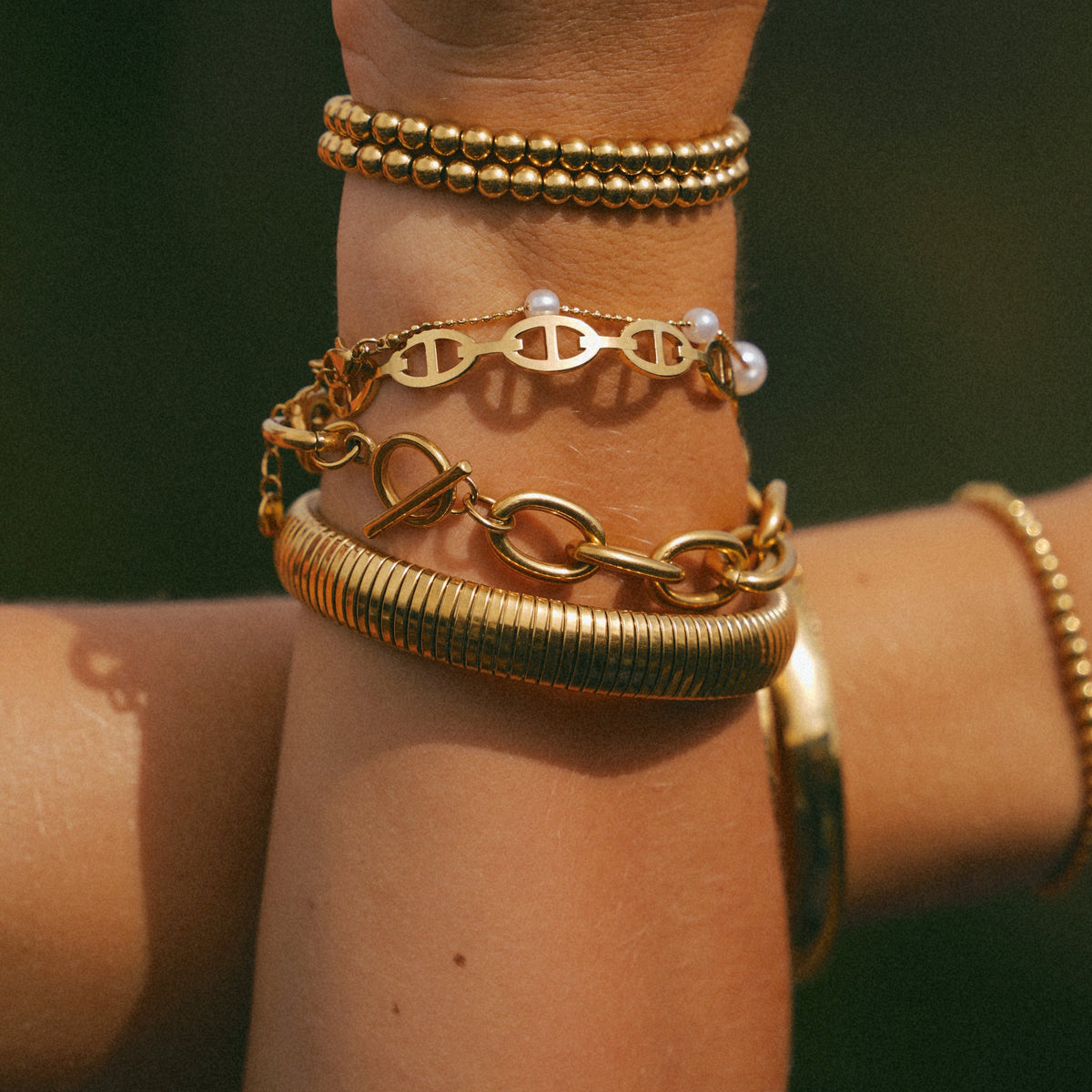 Women's Adjustable Pearl-Style Chain Bracelet