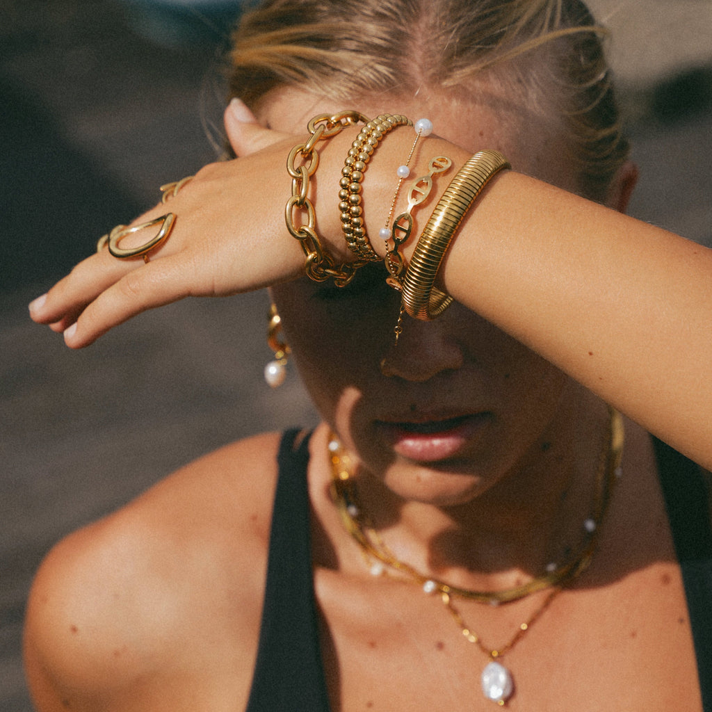 Women's Adjustable Pearl-Style Chain Bracelet
