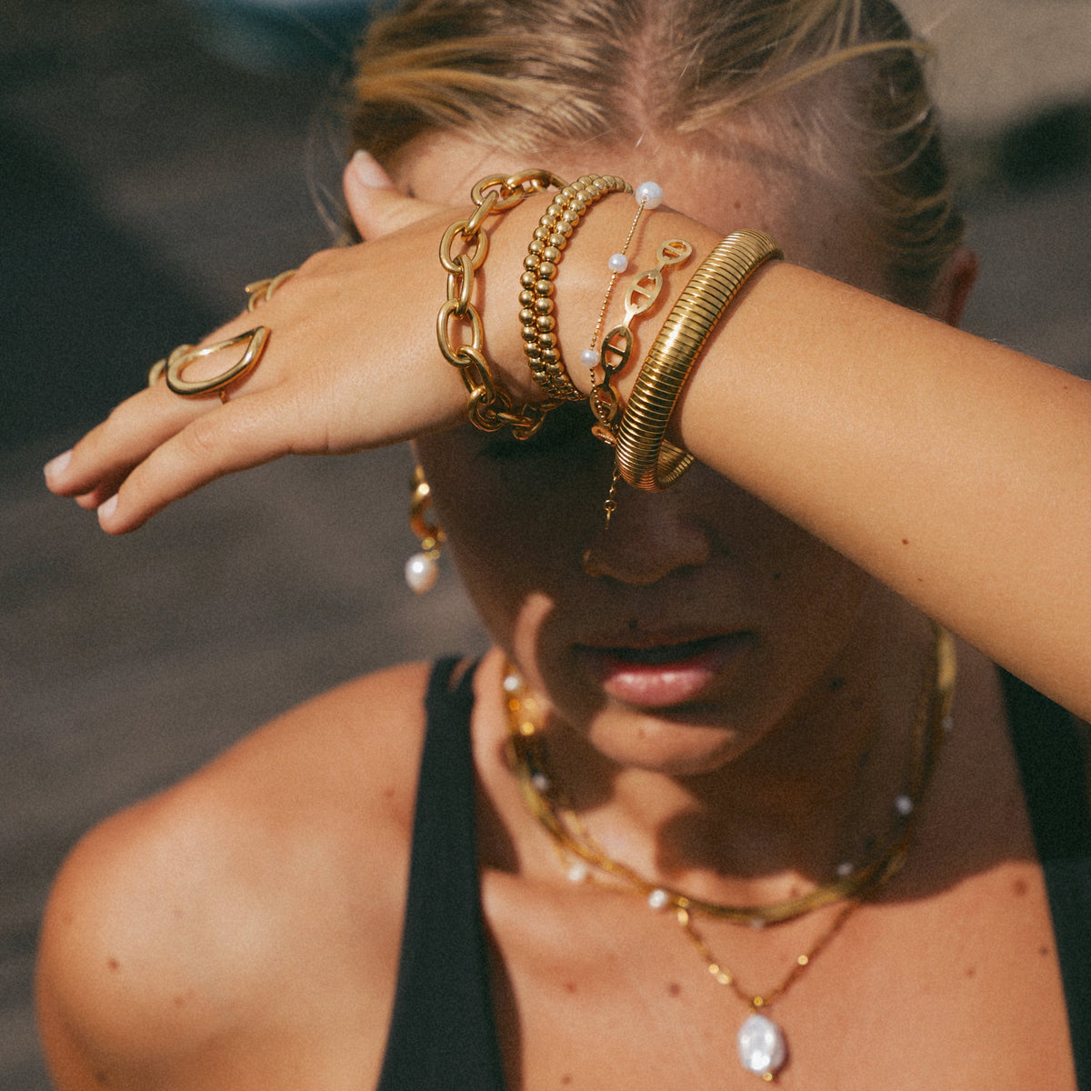 Women's Adjustable Pearl-Style Chain Bracelet