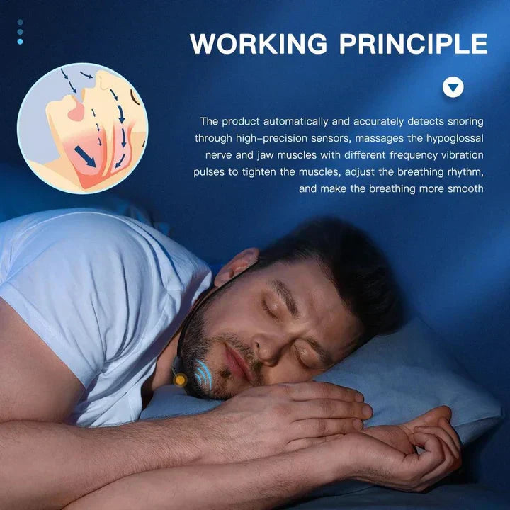 Anti-Snoring Device EMS Pulse Technology Rechargeable Comfortable for Quiet Sleep Breathing Aid Adjustable Intensity Portable Design | Sansoti