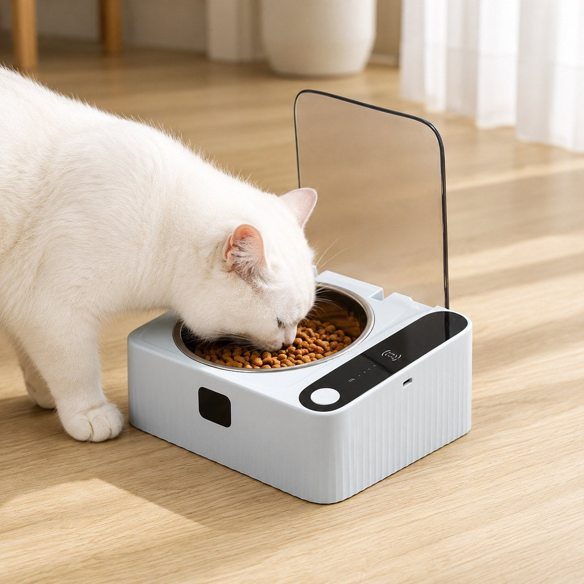 Motion Sensor Covered Cat Bowl with Auto Open Lid