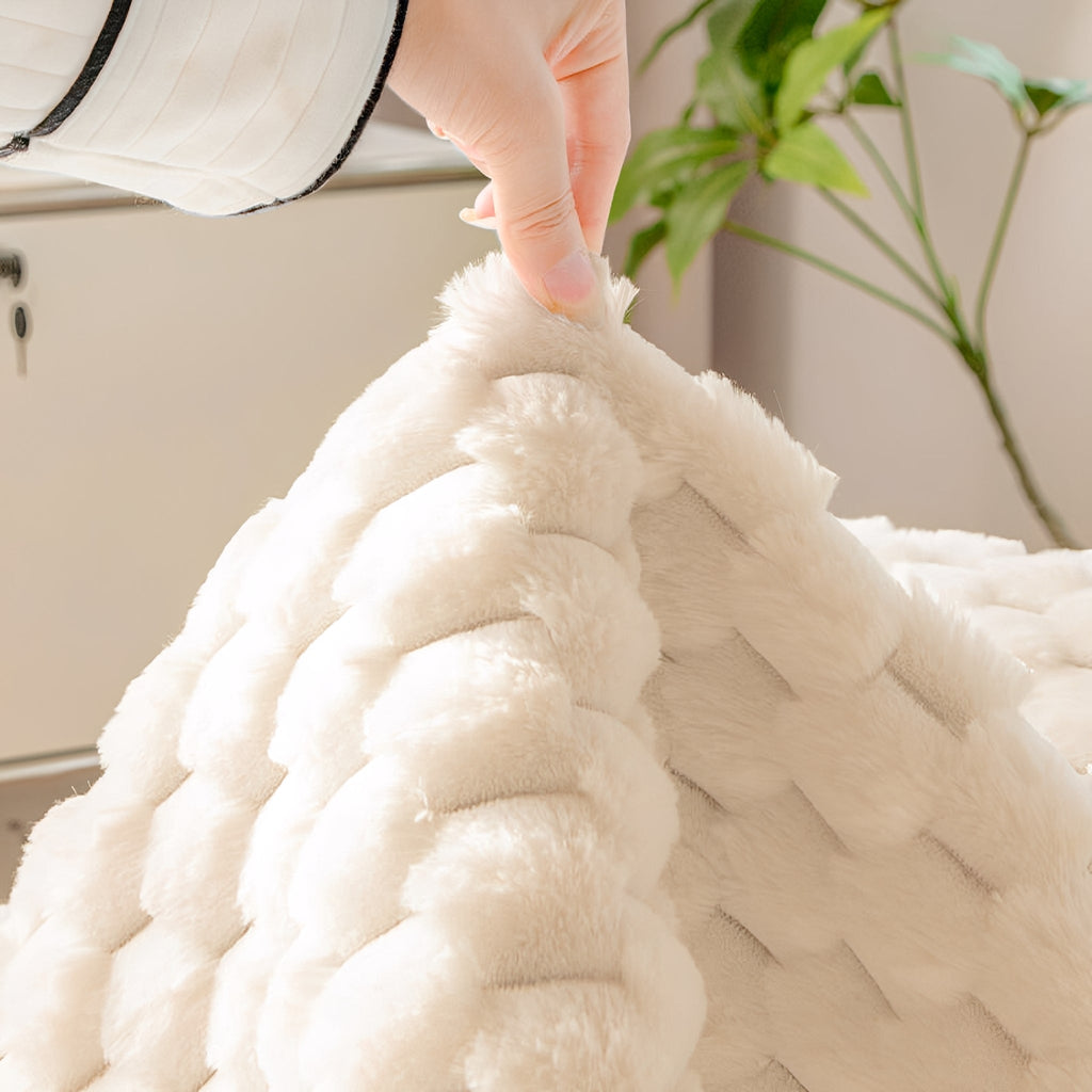 SnugShield Plush Brick-Texture Sofa Cover