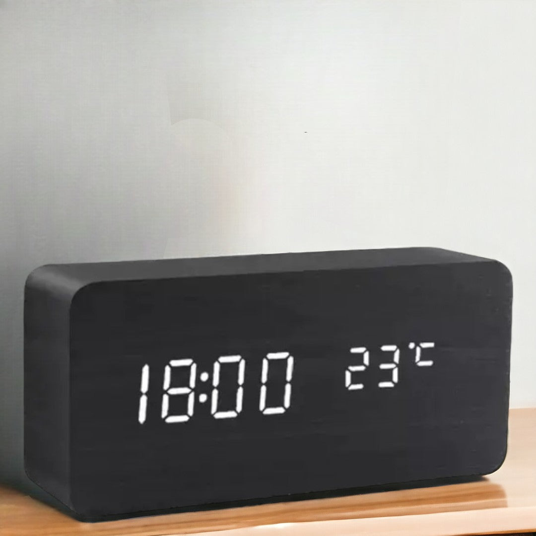 Digital LED Alarm Clock with Temperature Display