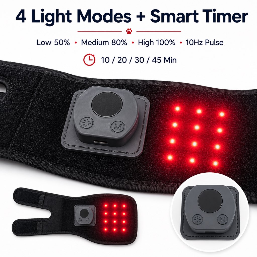Red Light Wrap for Dogs, Rechargeable Knee Wrap