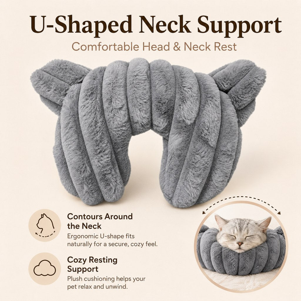 Pet Neck Pillow for Cats and Small Dogs, U-Shaped